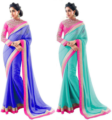 

Stylezone Self Design Fashion Chiffon Saree(Pack of 2, Multicolor)