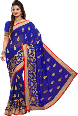 

Ishin Embellished Fashion Chiffon Saree(Blue)