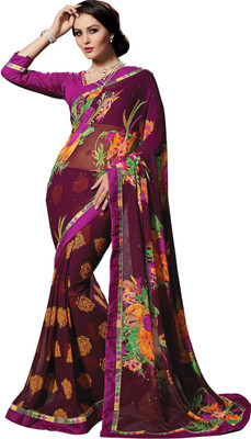 

Khoobee Self Design, Printed, Embellished Fashion Georgette, Satin, Chiffon Saree(Purple, Multicolor), Multicolor;purple