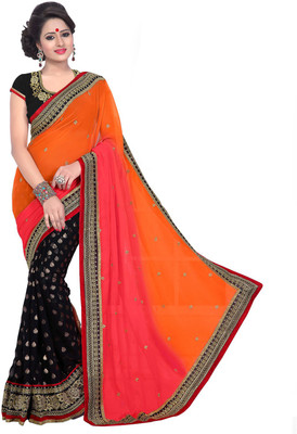 

Party Wear Dresses Embroidered Fashion Georgette Saree(Orange)