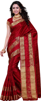 MIMOSA Woven Kanjivaram Art Silk Saree(Red)