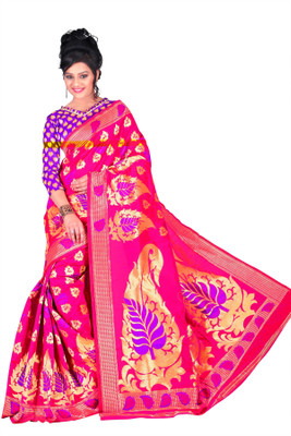 

Weavedeal Embellished Kanjivaram Handloom Silk Cotton Blend Saree(Pink)