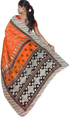 

Indian Wear Online Printed Fashion Cotton Saree(Orange)