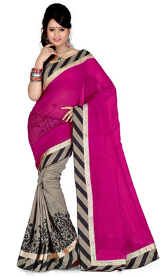 

Cenizas Solid Fashion Georgette Saree(Pink)