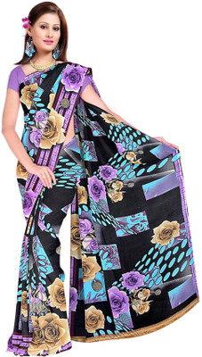 

Khoobee Self Design, Printed Fashion Georgette Saree(Multicolor, Purple)