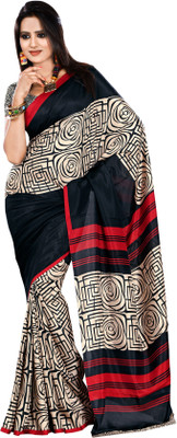 

Rightshape Geometric Print Bollywood Art Silk Saree(Black)