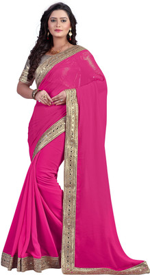 

Chirag Sarees Solid Fashion Georgette Saree(Magenta)