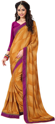 

Khushali Self Design, Printed Fashion Crepe Saree(Yellow)