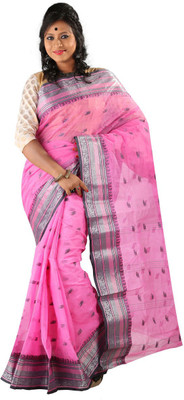 

Hawai Self Design Tant Handloom Cotton Saree(Pink)