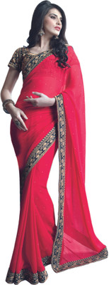 

Valeska Solid Fashion Chiffon Saree(Pink), Maroon