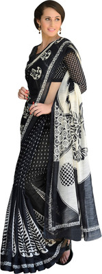 

Lovelylook Printed Fashion Polycotton Saree(Multicolor), Black & white