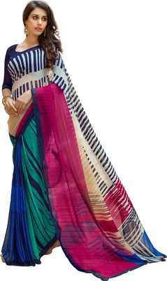 

Parisha Printed Fashion Georgette Saree(Multicolor), Beige & blue