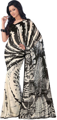 

Indian Wear Online Printed Fashion Pure Chiffon Saree(Black)