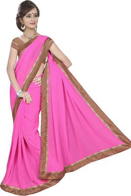 

Jiya Self Design, Embellished Fashion Georgette Saree(Pink)