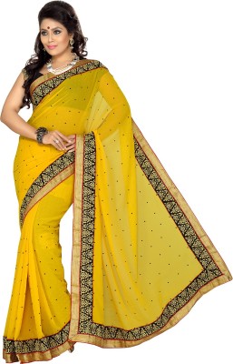 

Ishin Embroidered Fashion Chiffon Saree(Yellow)