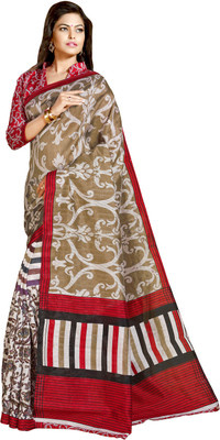 

Khoobee Self Design, Printed Fashion Jute, Silk Saree(Multicolor, Red)