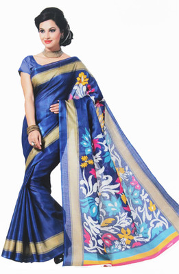 

BPS Solid Bhagalpuri Handloom Printed Silk, Art Silk, Khadi, Silk Cotton Blend Saree(Blue), Nevy rp 2232