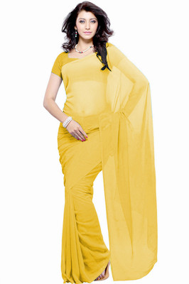 Khushali Self Design Fashion Georgette Saree(Yellow)
