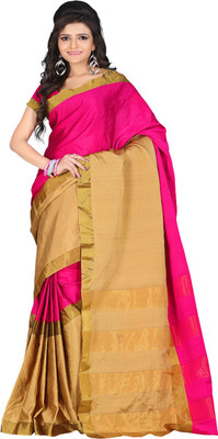 

Ansu Fashion Printed Kota Doria Kota Cotton Saree(Pink), Chikku