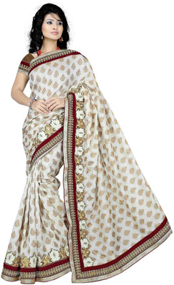 

Asha Fashion Embroidered Bollywood Viscose Saree(White)
