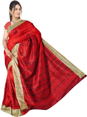 

Jiya Printed Fashion Art Silk Saree(Red, Beige), Beige;red