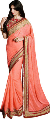 

Brijraj Embroidered Fashion Chiffon, Jacquard Saree(Orange)