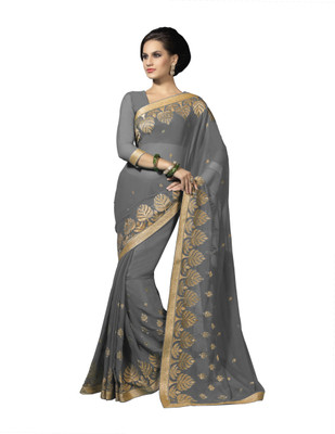 

Suvastram Embellished Fashion Chiffon Saree(Grey)