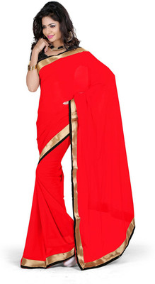 

Party Wear Dresses Solid Fashion Georgette Saree(Red)