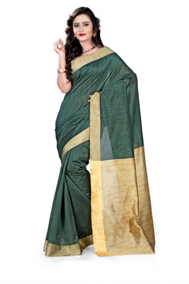 

E-Vastram Woven Fashion Cotton, Silk Saree(Dark Green