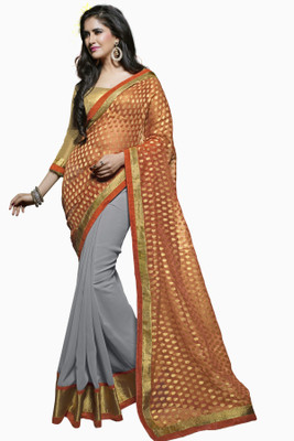 

Khoobee Embroidered Fashion Georgette Saree(Grey)