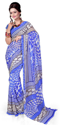 

Cenizas Polka Print Fashion Chiffon Saree(Multicolor), Blue