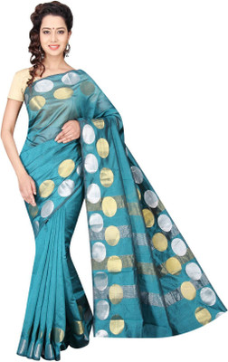 

Pavechas Solid Banarasi Silk Cotton Blend Saree(Blue)
