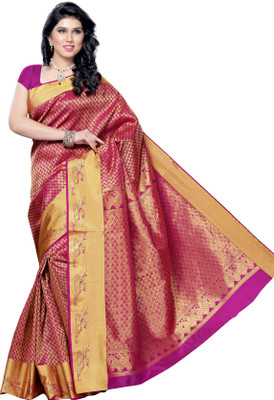 

Mimosa Woven Kanjivaram Handloom Art Silk Saree(Purple), Mejantha