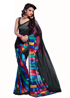 

Khushali Self Design, Printed Fashion Georgette Saree(Grey, Black, Multicolor), Black;grey;multicolor
