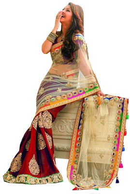 

Snh Export Embroidered Bollywood Net Saree(Red)