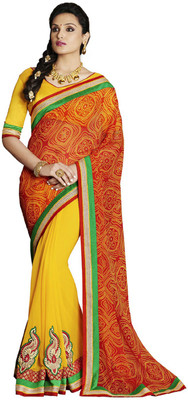 

Desi Butik Embroidered Fashion Georgette Saree(Yellow)