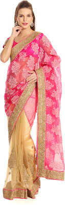 

Soch Self Design Fashion Net, Georgette Saree(Pink, Beige)