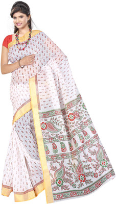 

Srujan Printed Daily Wear Cotton Saree(White)