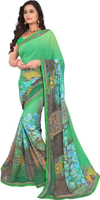 

Avaran fashion Printed Bollywood Georgette Saree(Green), Multicolour