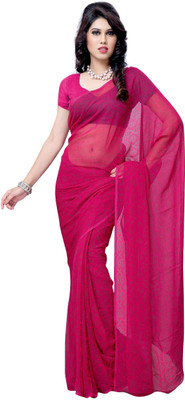 

JTInternational Printed Daily Wear Handloom Georgette Saree(Pink)