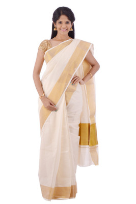 

Fashionkiosks Self Design Balarampuram Handloom Cotton Saree(Multicolor), Cream