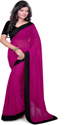 

Sourbh Sarees Plain Fashion Georgette Saree(Magenta)