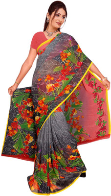 

Vardan Prints Printed Bollywood Georgette Saree(Black)