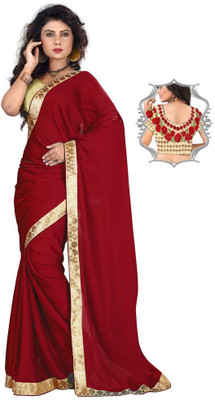 

Stylezone Embroidered Fashion Satin Saree(Maroon)