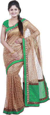 

Mimosa Woven Bollywood Net Saree(Beige), Cheku