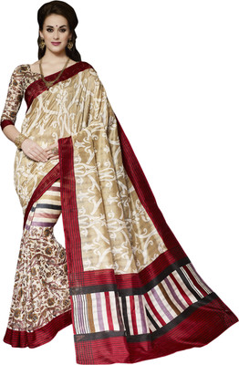 

Ewows Printed Bhagalpuri Silk Saree(White)
