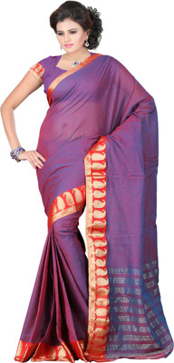 

It's Banii Woven Banarasi Cotton Saree(Purple)