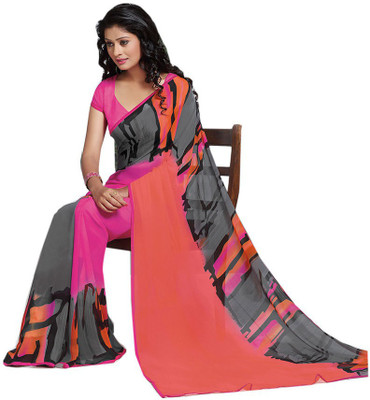

Indian Wear Online Printed Fashion Pure Chiffon Saree(Multicolor)