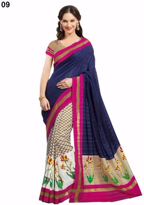 

svb sarees Printed Assam Silk Cotton Linen Blend Saree(Beige), Mutlicolor