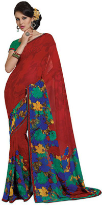 

Indian Wear Online Printed Fashion Pure Chiffon Saree(Multicolor), Multicolor552